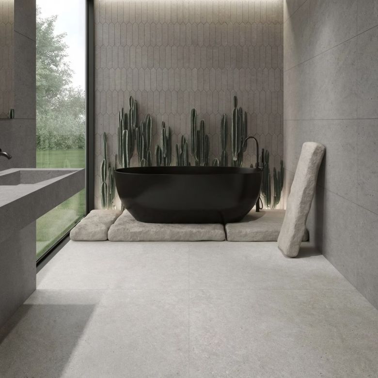 Carrelage sol effet pierre naturelle Turin perle 120x120 cm