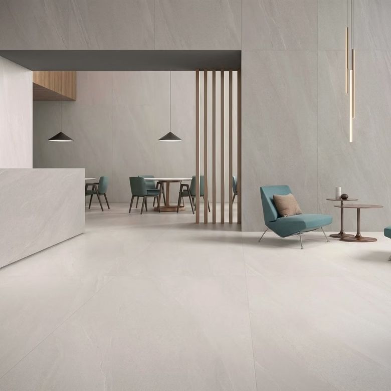 Carrelage sol effet pierre Tikal Blanc grisé 60x120 cm