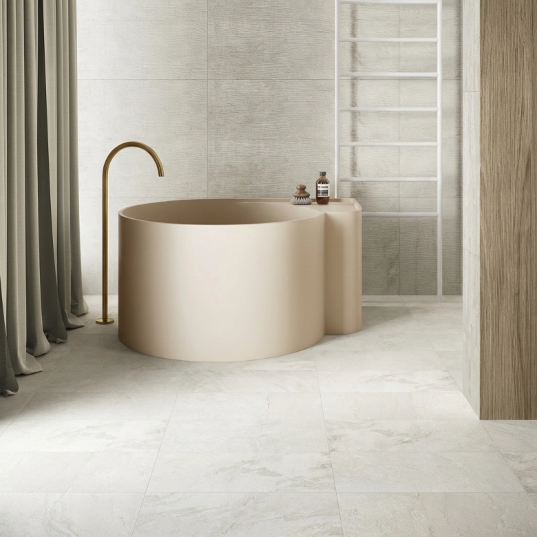 Carrelage sol effet pierre Valca blanc 30x60 cm