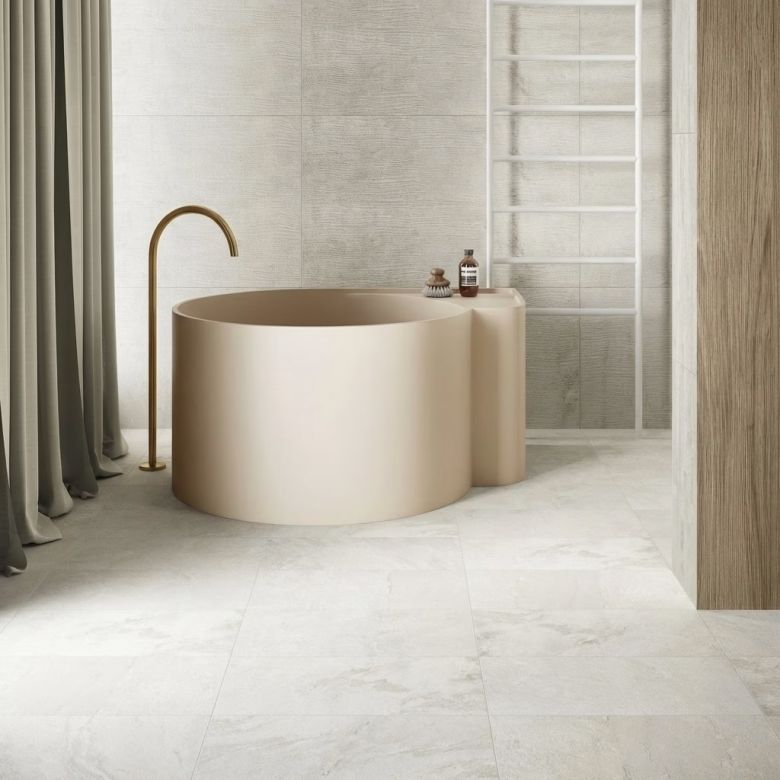 Carrelage sol effet pierre Valca blanc 120x120 cm