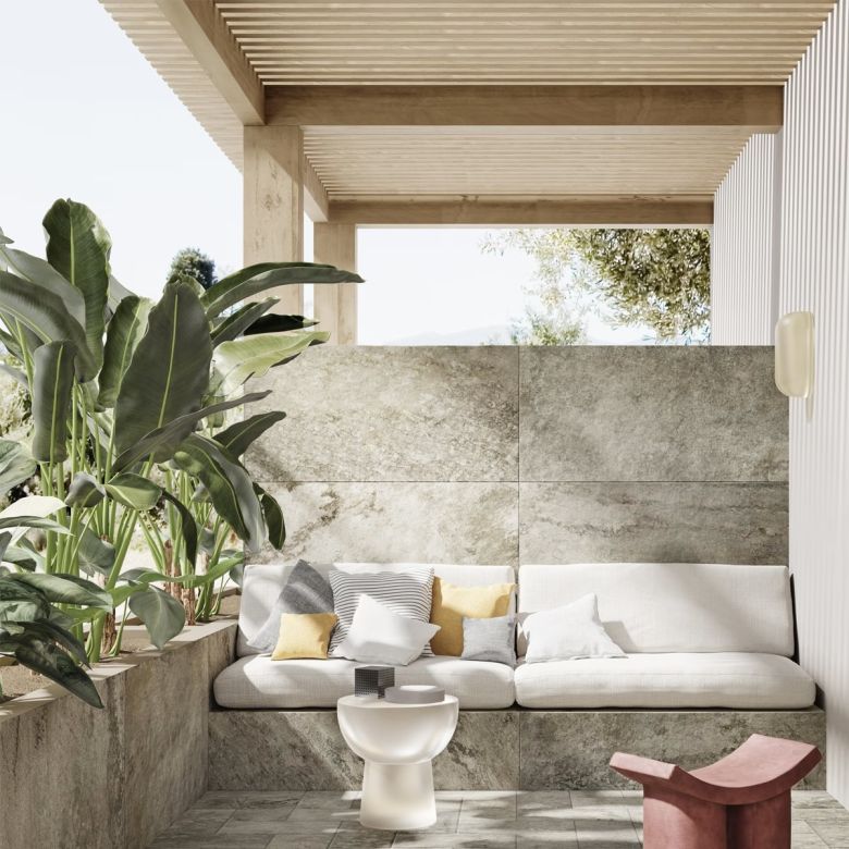 Carrelage sol effet pierre Valca naturel120x120 cm