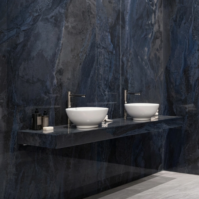 Carrelage sol effet pierre Tías bleu océan 30x60 cm