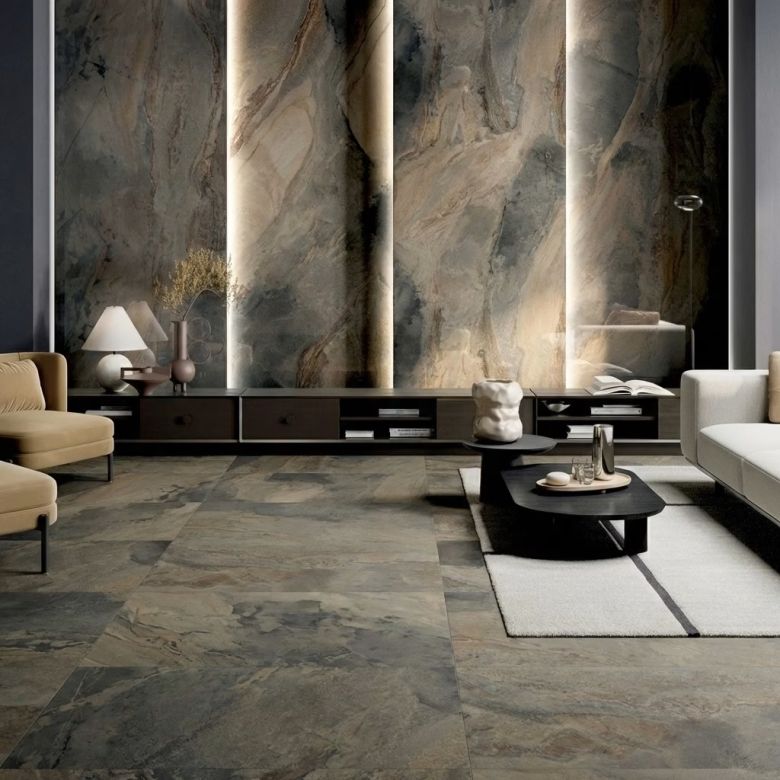 Carrelage sol effet pierre Tías nature 60x120 cm