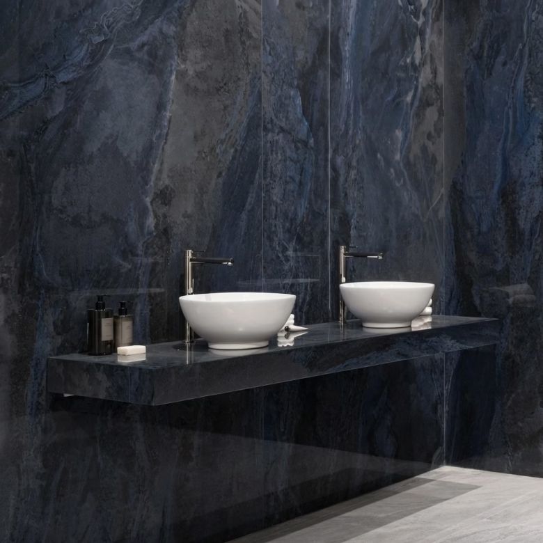 Carrelage sol effet pierre Tías bleu océan 60x60 cm