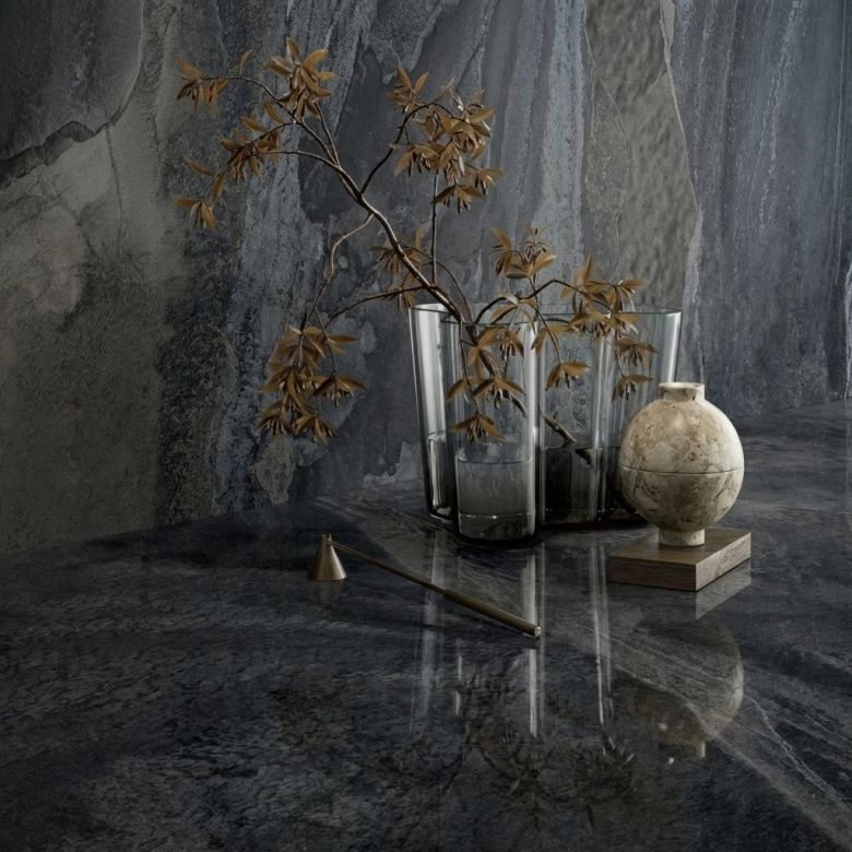 Carrelage sol effet pierre Tías bleu océan60x120 cm