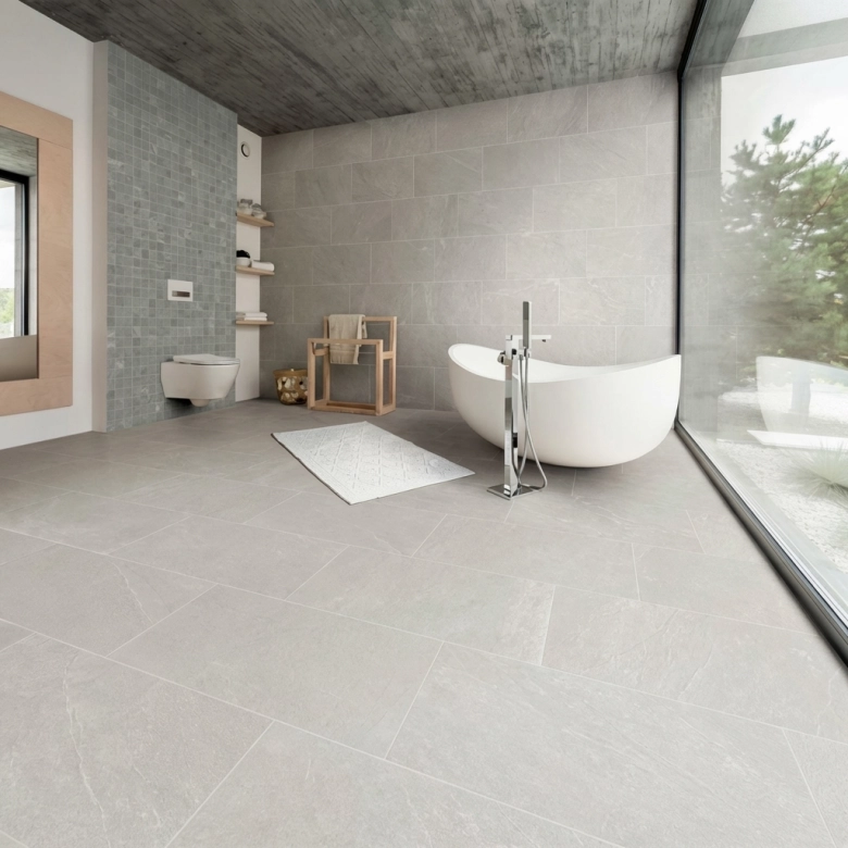 Carrelage sol effet pierre Roma bianco 60x60 cm