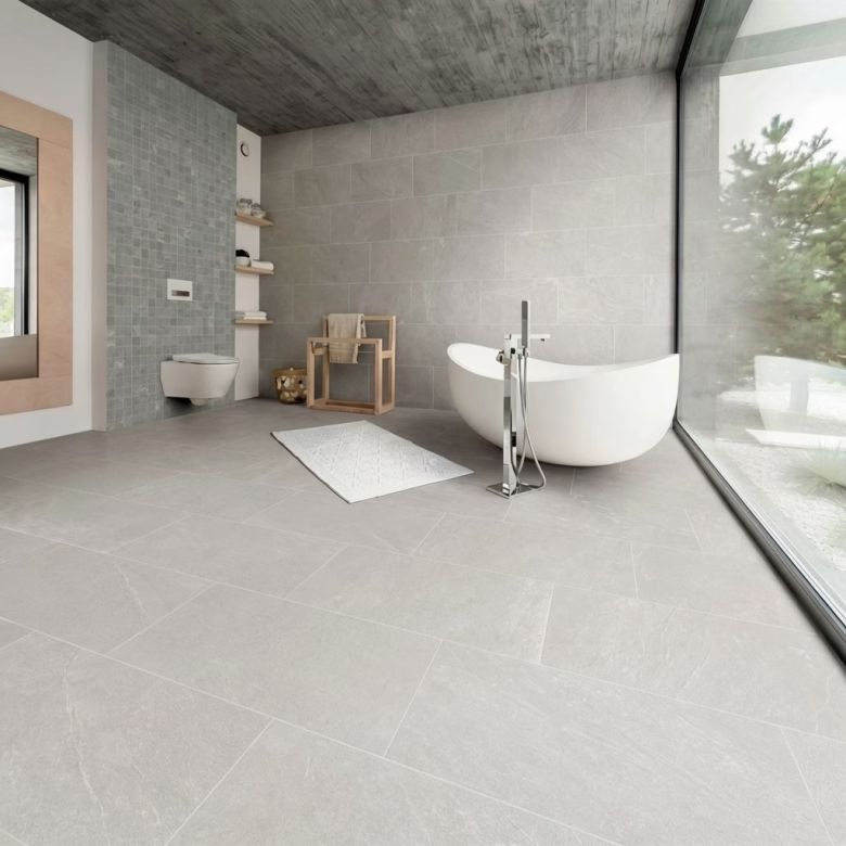 Carrelage sol effet pierre Roma bianco 30x60 cm