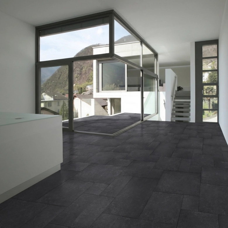 Carrelage sol effet pierre Provenza anthracite multi-format