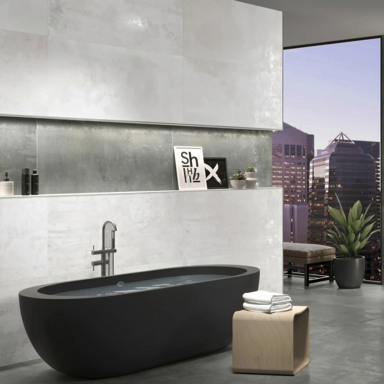 Carrelage sol effet métal Zinc White 59,2x59,2 cm