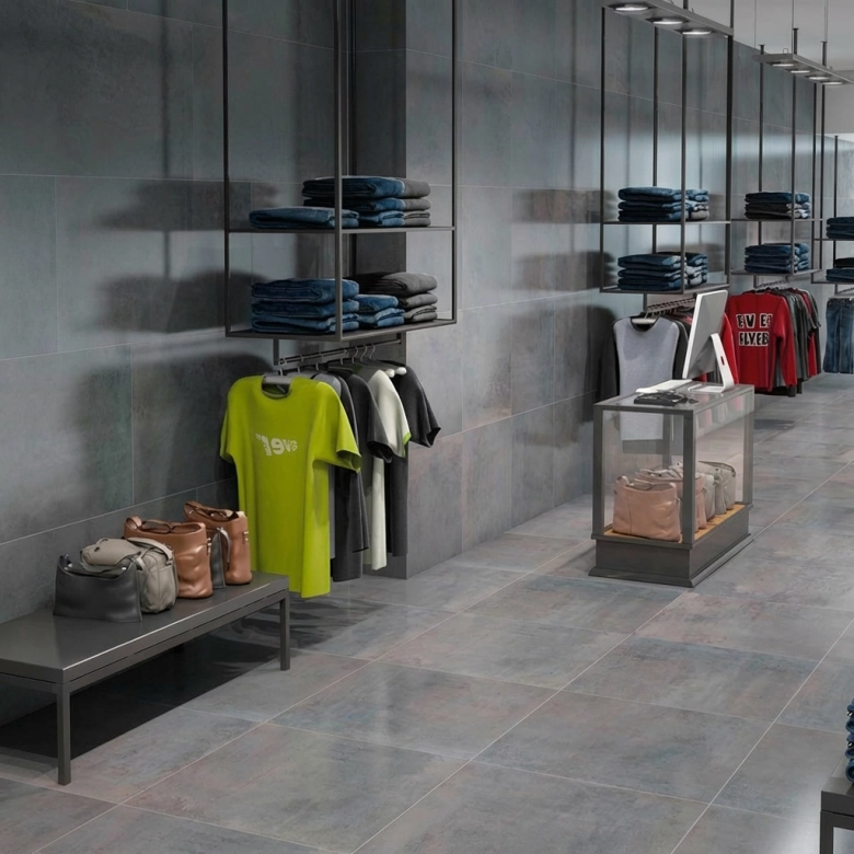 Carrelage sol effet métal Réflex Light antracite 60x60 cm