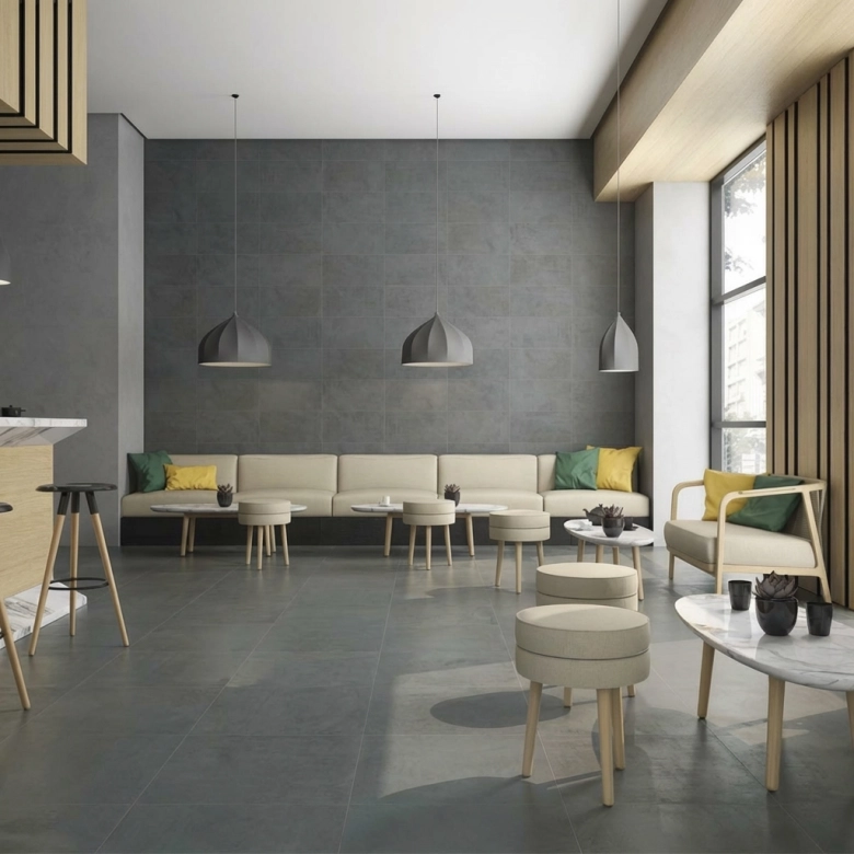 Carrelage sol effet métal Réflex Light antracite 60x120 cm