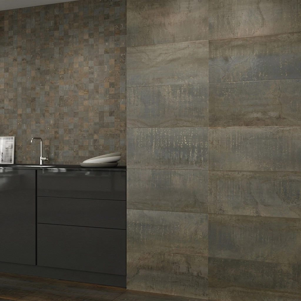 Carrelage sol effet Métal rust 120x260 cm - Réflex Boutique