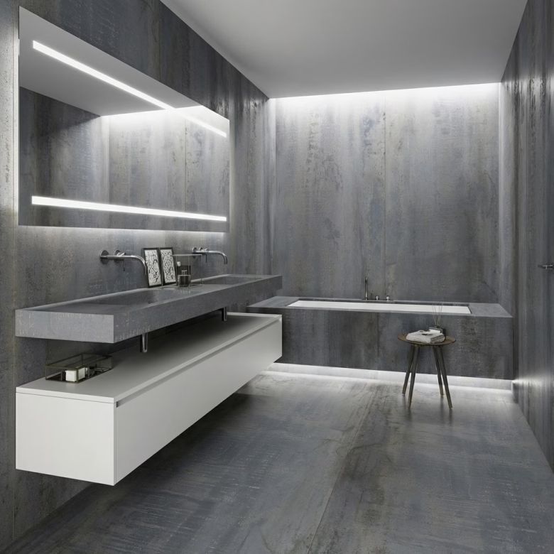 Carrelage sol effet Métal iron 120x260 cm