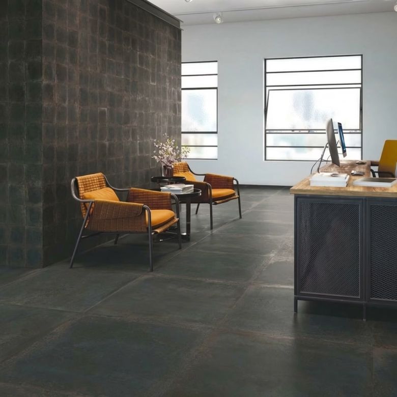 Carrelage sol effet métal Connors black 60x120 cm