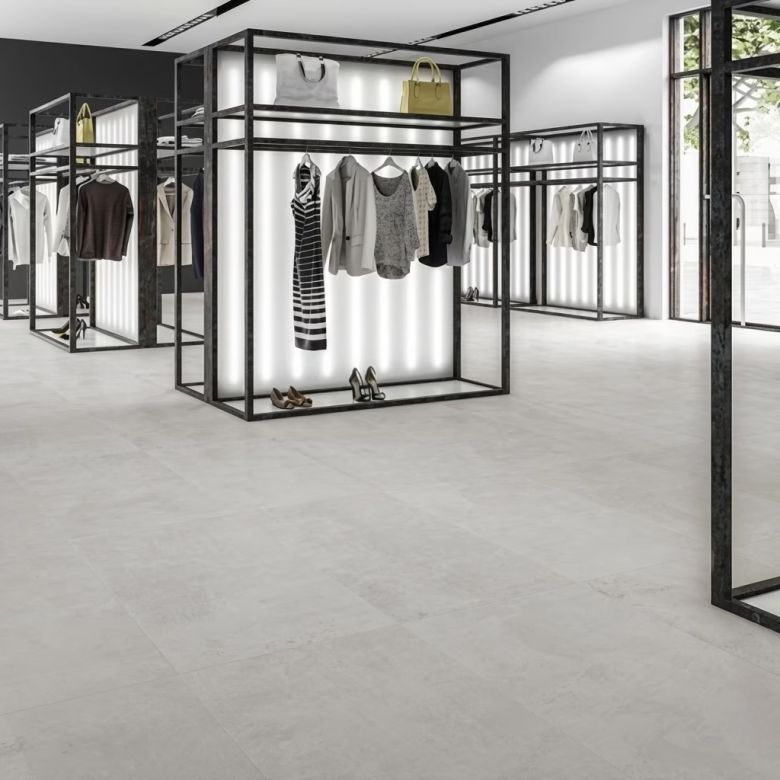 Carrelage sol effet métal Magnétik white 59.559.5 cm