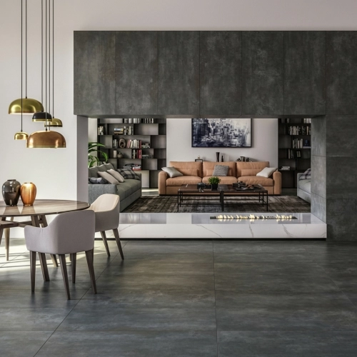 Carrelage sol effet métal...