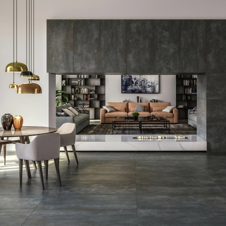 Carrelage sol effet métal Magnétik dark 29.7*59.5 cm