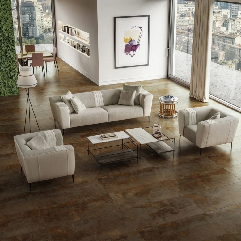 Carrelage sol effet métal Magnétik rust 29.7*59.5 cm