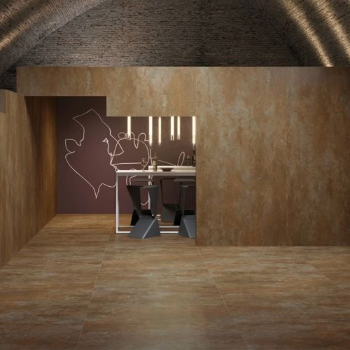 Carrelage sol effet métal...