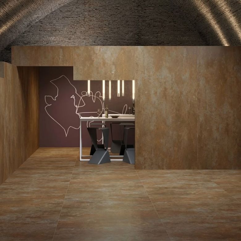 Carrelage sol effet métal Iron corten 120120 cm