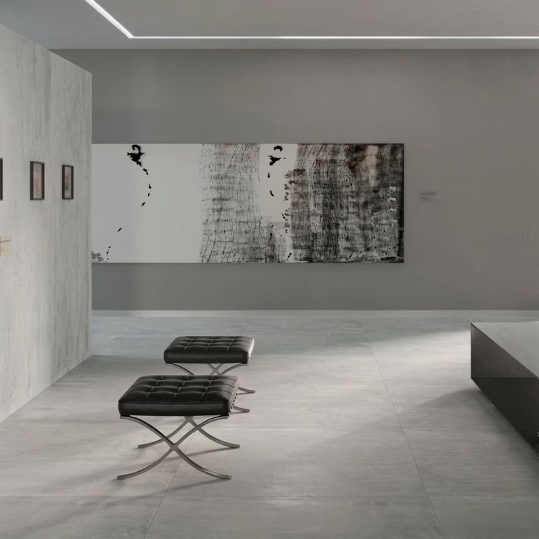 Carrelage sol effet métal Iron platinium 8080 cm