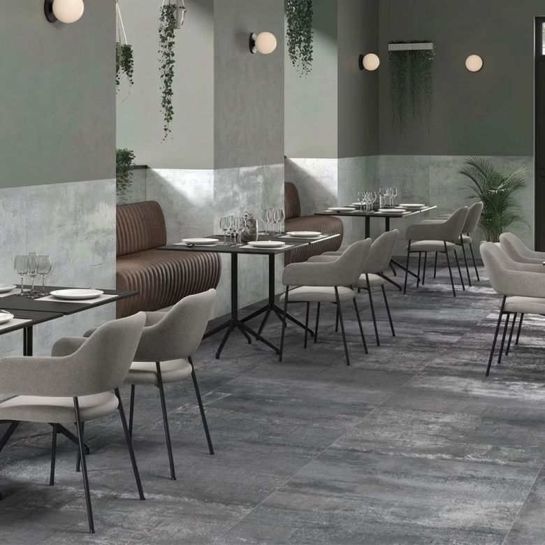 Carrelage sol effet métal Titane platinium 100100 cm