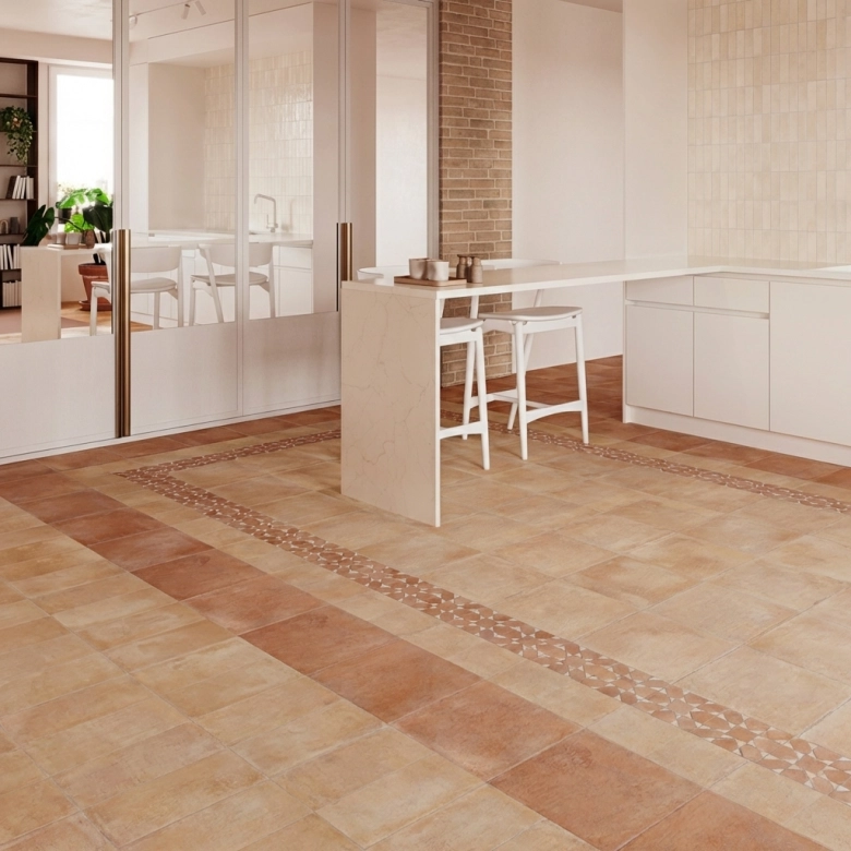 Carrelage sol traditionnel Cabane rosé 33,15x33,15 cm