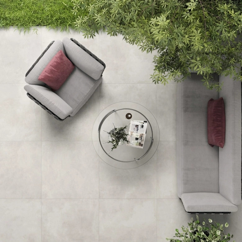 Carrelage sol extérieur moderne XXL ivory R11 59,2x59,2 cm