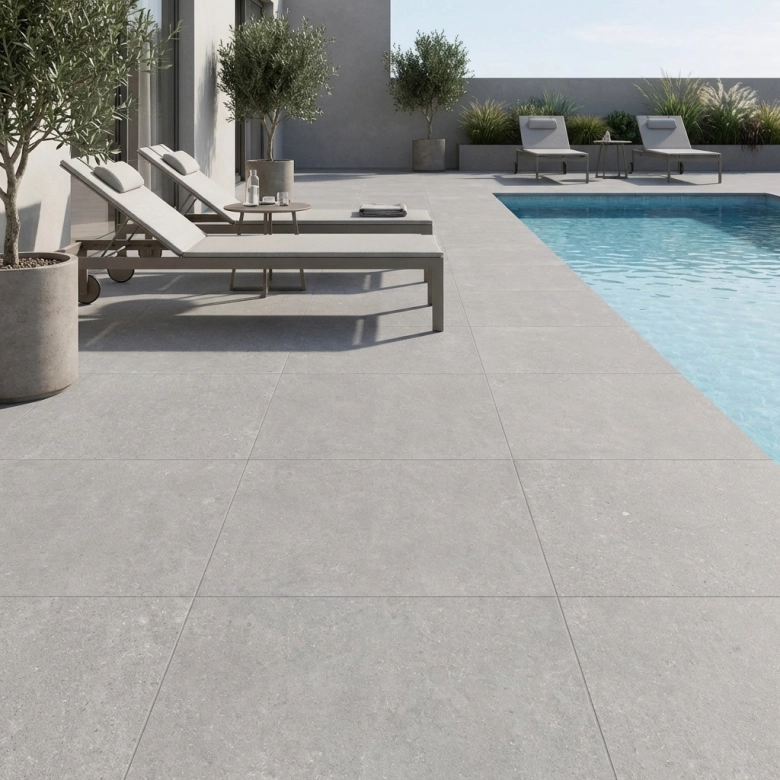Carrelage sol extérieur moderne Concretum perle R11 90x90 cm