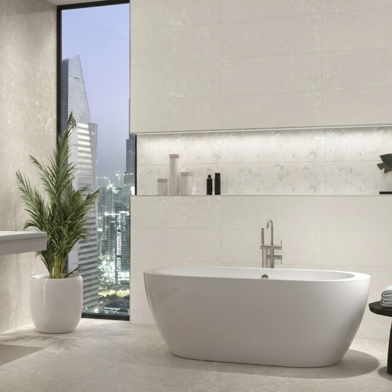 Carrelage mur Adam Décor floral Ivoire 30x90 cm