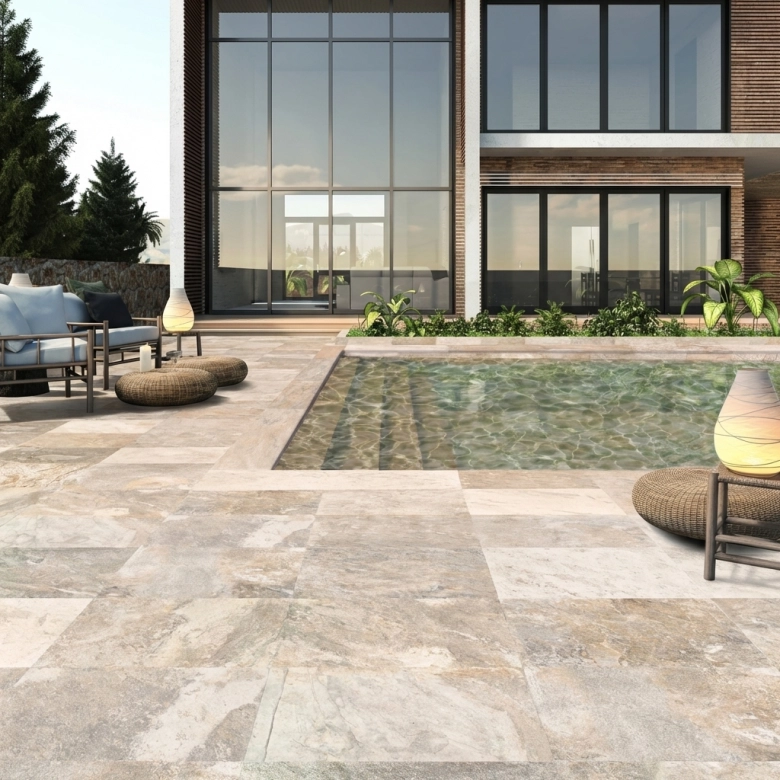 Carrelage sol et mur Pierre de Bali Météor Mix terre R10 30x60 cm