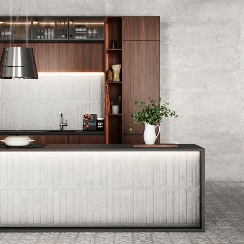 Carrelage mur Manly blanc grisé 31x61 cm