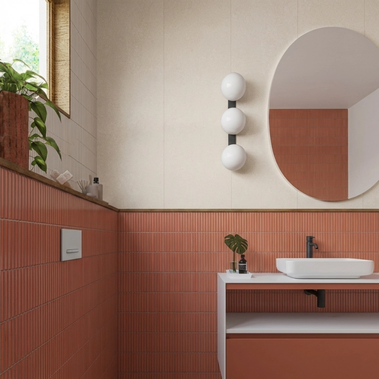 Carrelage mur Décor Gaspésie corail 32x62,5 cm