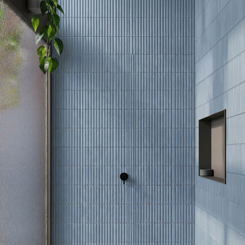 Carrelage mur Décor Gaspésie bleu 32x62,5 cm