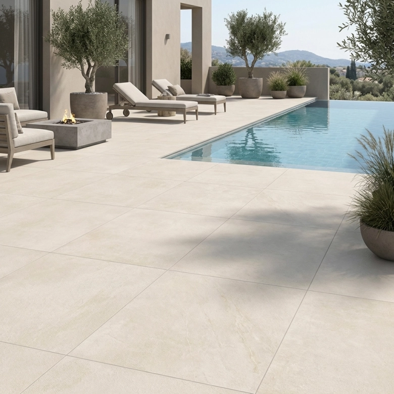 Carrelage sol extérieur moderne Cristalli Beige R11 60x60 cm