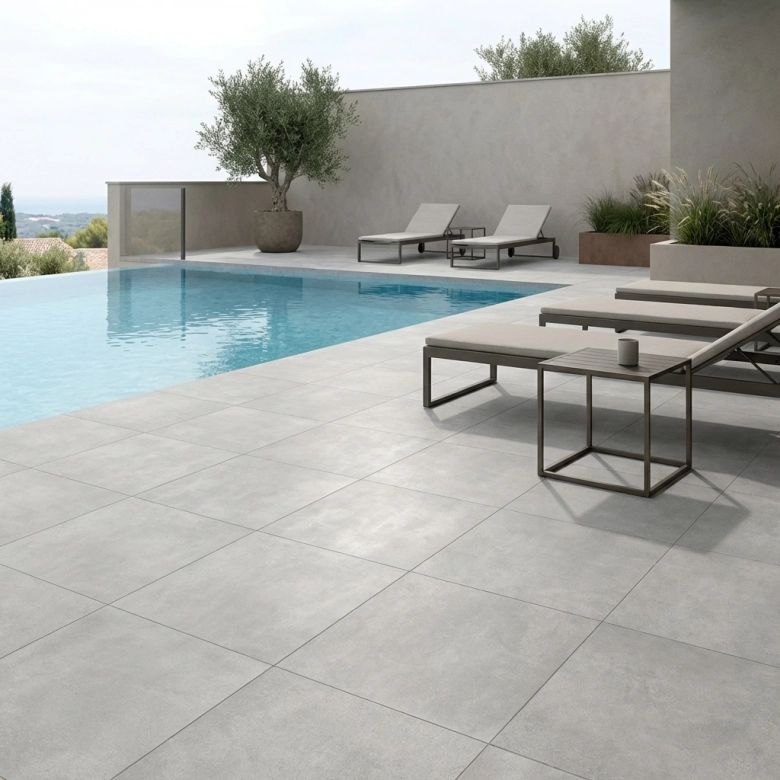 Carrelage sol extérieur moderne Cristalli gris R11 60x60 cm