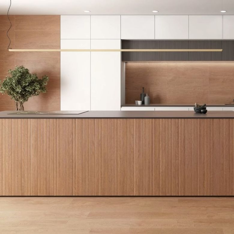 Carrelage mur Décor Leccia line honey 30x90 cm