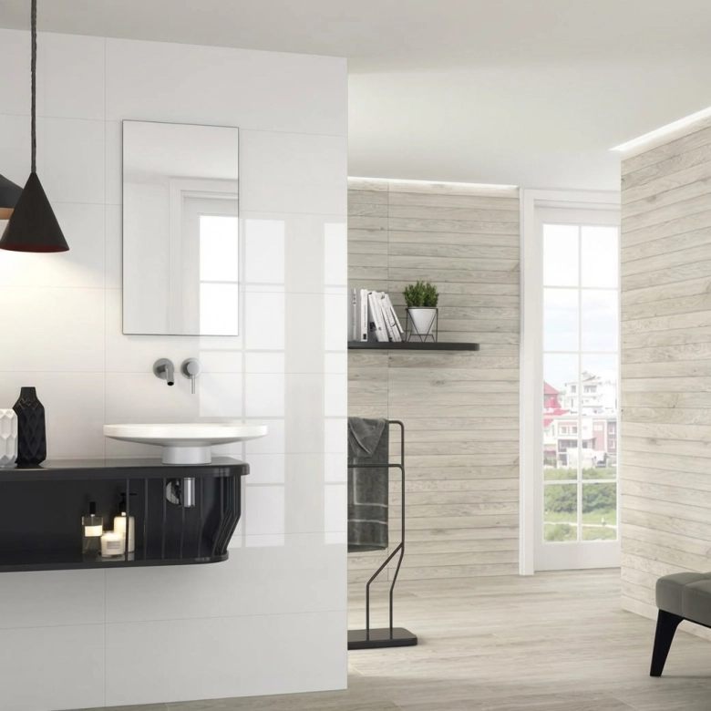 Carrelage mur Décor Bosco step gris 30x90 cm