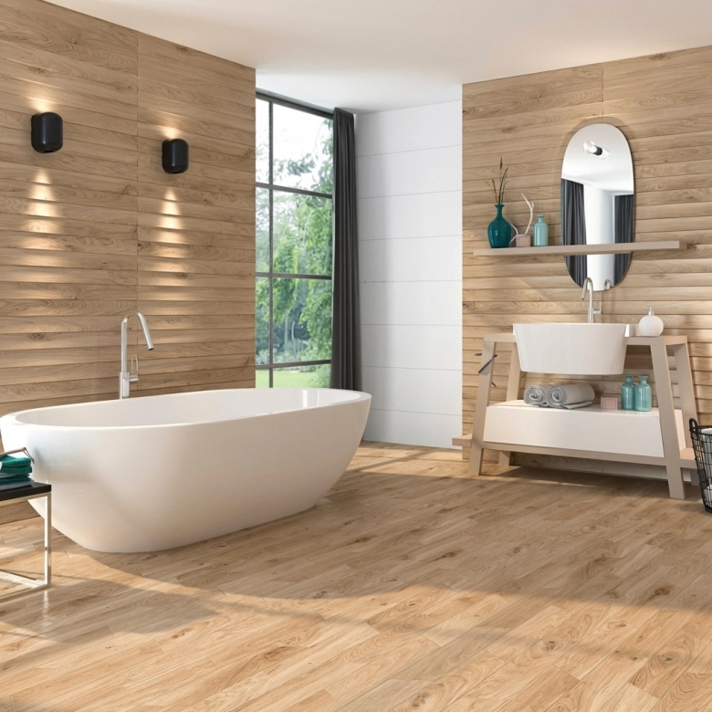 Carrelage mur Décor Bosco step nogal 30x90 cm