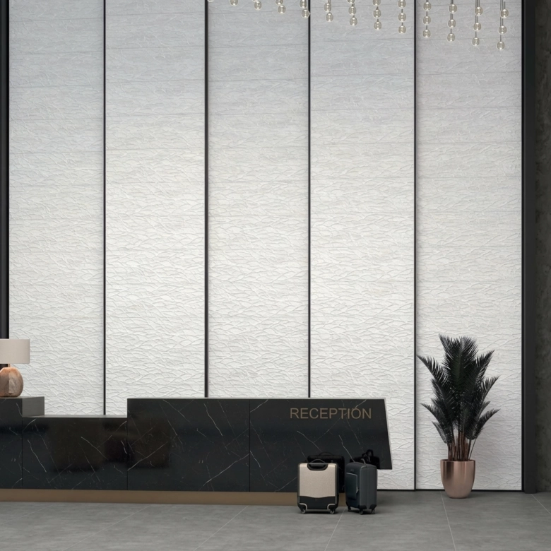 Carrelage mur Sélène ornamenta white 40x120 cm