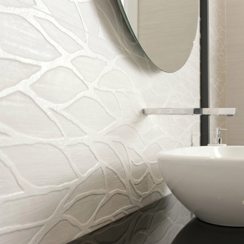 Carrelage mur Sélène ornamenta white 40x120 cm