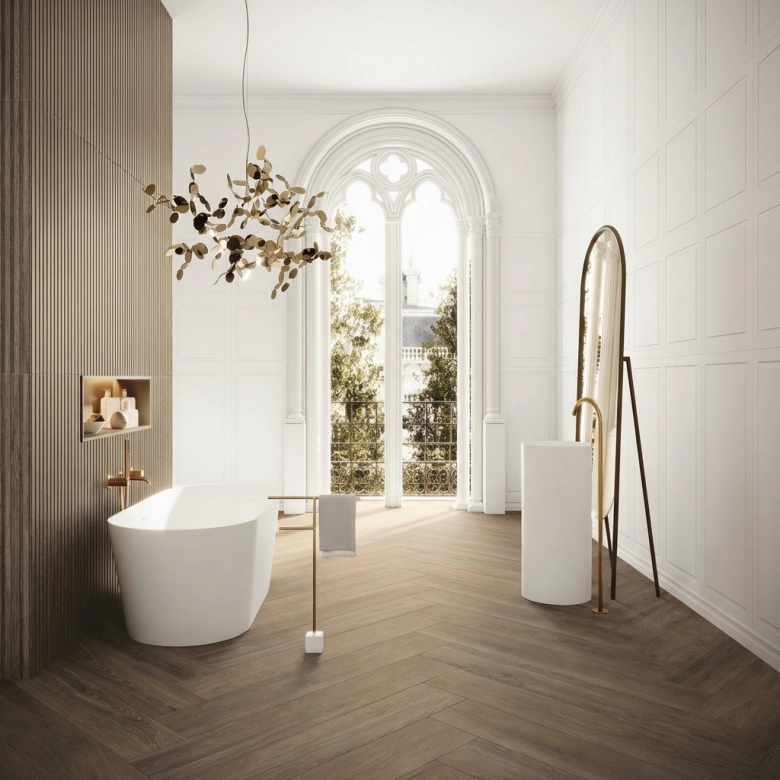 Carrelage mur Boiserie décor duomo blanc 60x120 cm