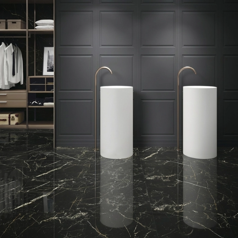 Carrelage mur Boiserie décor duomo noir 60x120 cm