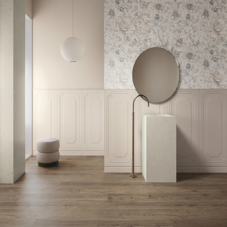 Carrelage mur Boiserie décor marly crème 60x120 cm