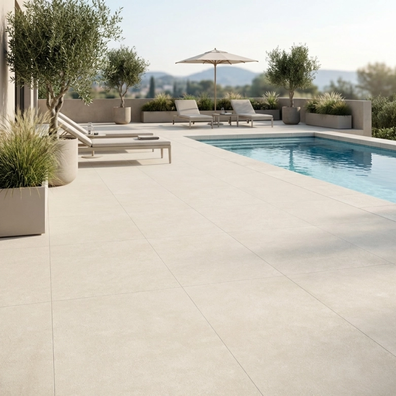 Carrelage sol extérieur moderne Quality crème R11 120x120 cm