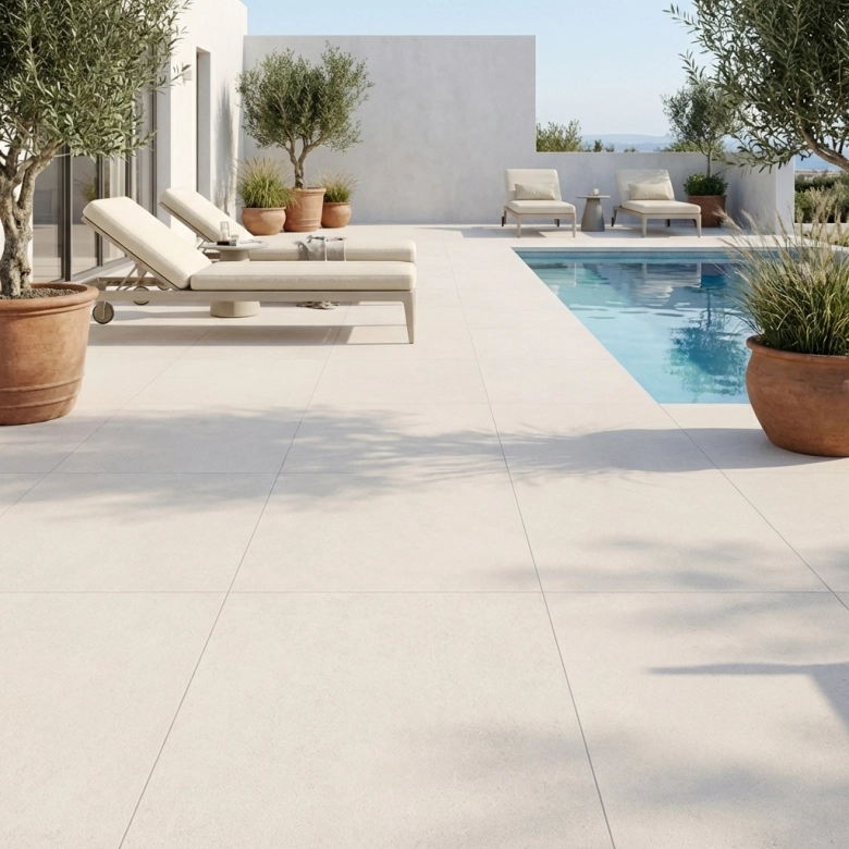 Carrelage sol extérieur moderne Quality Blanc cassé R11 120x120 cm