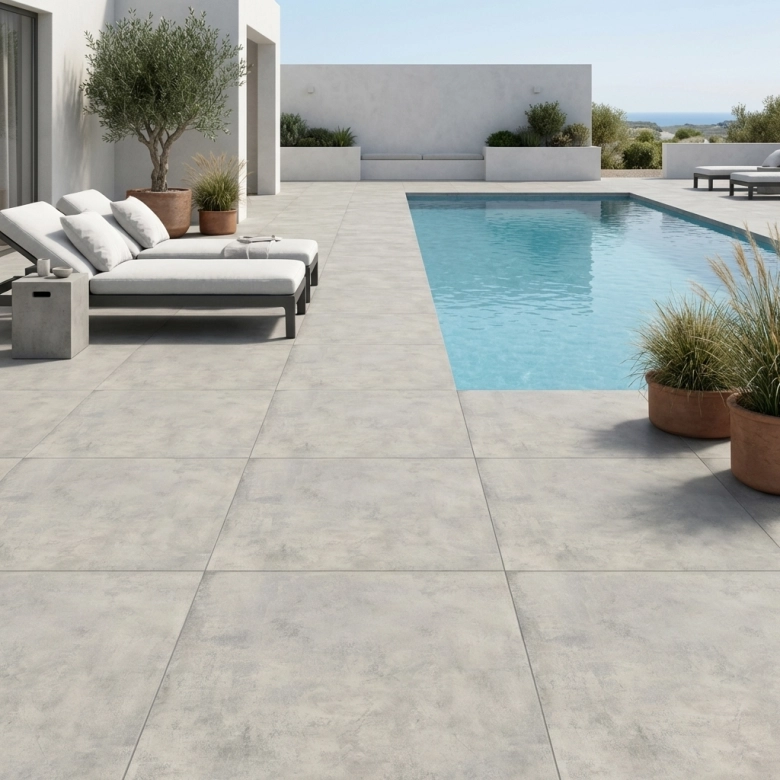 Carrelage sol extérieur moderne Dock white R11 100x100 cm