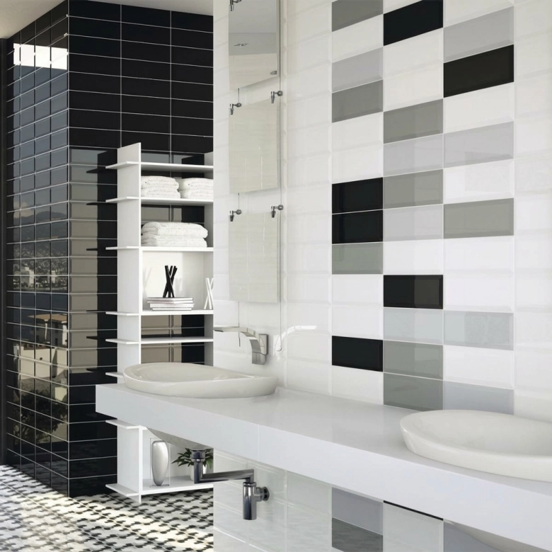 Carrelage mur Métro Colors gris 10x30 cm biseauté