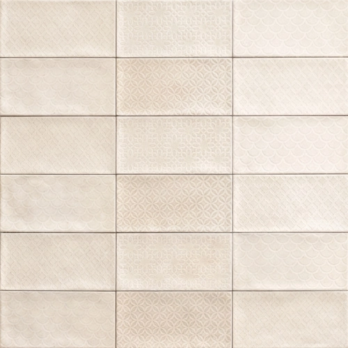 Carrelage mur Métro Decors Flamingo mix bianco 10x20 cm