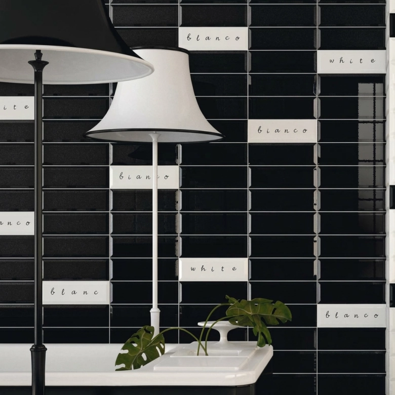 Carrelage mur Métro Colors noir 10x30cm biseauté